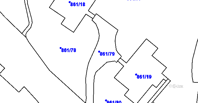 Parcela st. 861/79 v KÚ Krásné Březno, Katastrální mapa