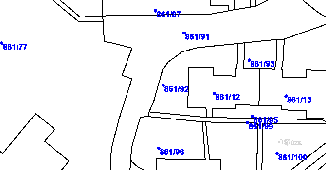 Parcela st. 861/92 v KÚ Krásné Březno, Katastrální mapa