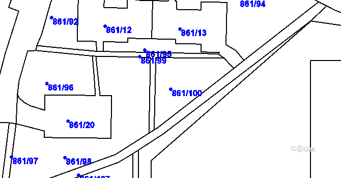 Parcela st. 861/100 v KÚ Krásné Březno, Katastrální mapa