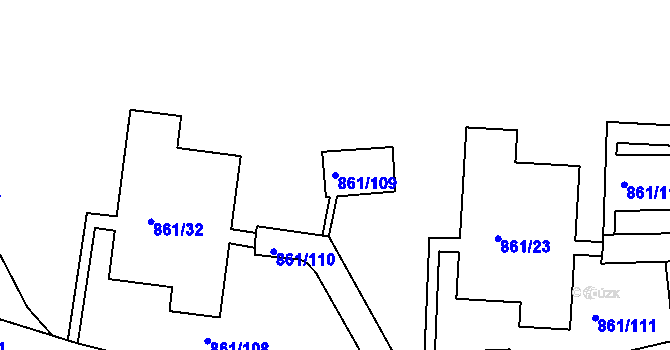 Parcela st. 861/109 v KÚ Krásné Březno, Katastrální mapa
