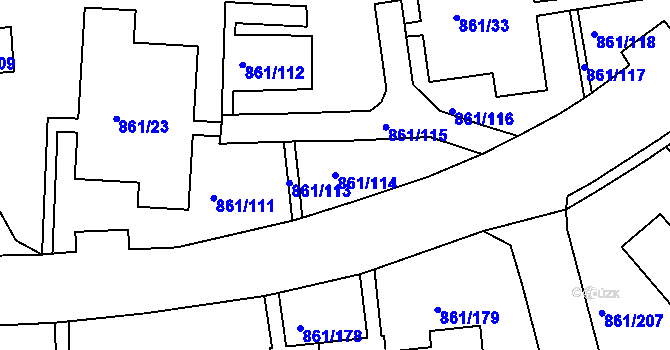 Parcela st. 861/114 v KÚ Krásné Březno, Katastrální mapa