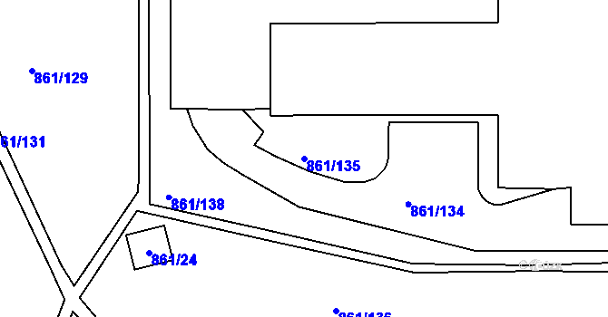 Parcela st. 861/135 v KÚ Krásné Březno, Katastrální mapa