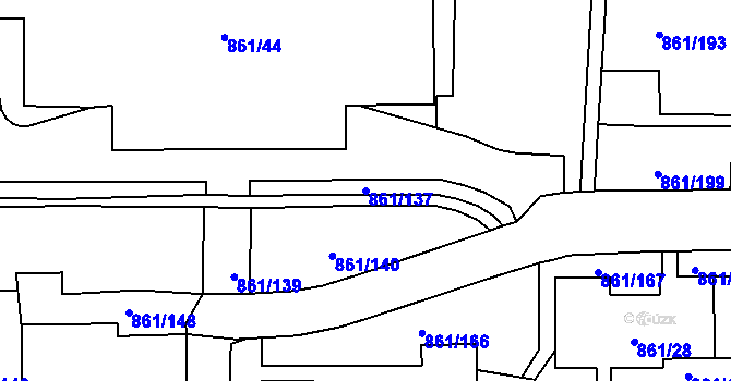 Parcela st. 861/137 v KÚ Krásné Březno, Katastrální mapa