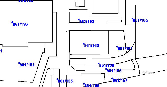 Parcela st. 861/160 v KÚ Krásné Březno, Katastrální mapa