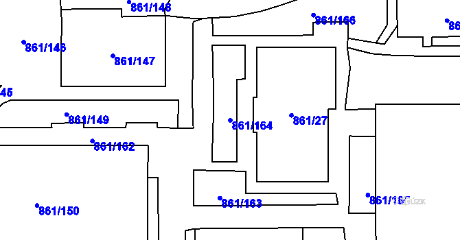 Parcela st. 861/164 v KÚ Krásné Březno, Katastrální mapa
