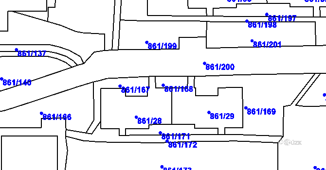 Parcela st. 861/168 v KÚ Krásné Březno, Katastrální mapa