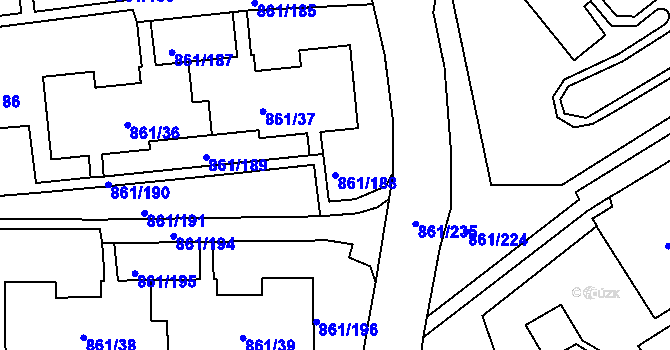 Parcela st. 861/188 v KÚ Krásné Březno, Katastrální mapa