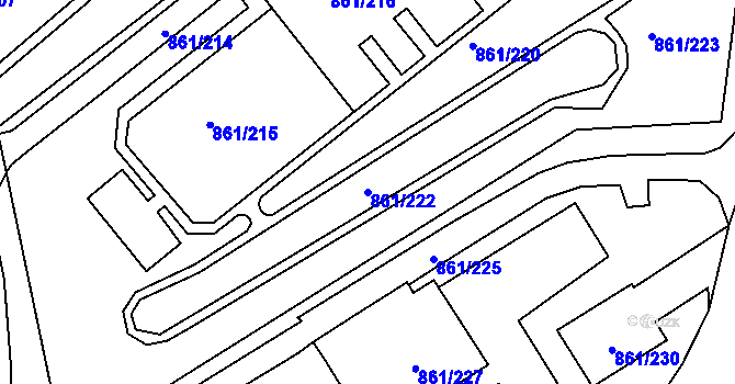 Parcela st. 861/222 v KÚ Krásné Březno, Katastrální mapa