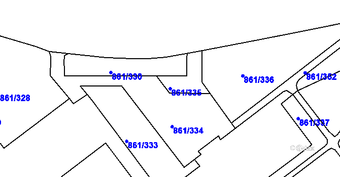Parcela st. 861/335 v KÚ Krásné Březno, Katastrální mapa