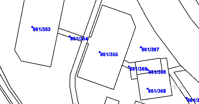 Parcela st. 861/355 v KÚ Krásné Březno, Katastrální mapa