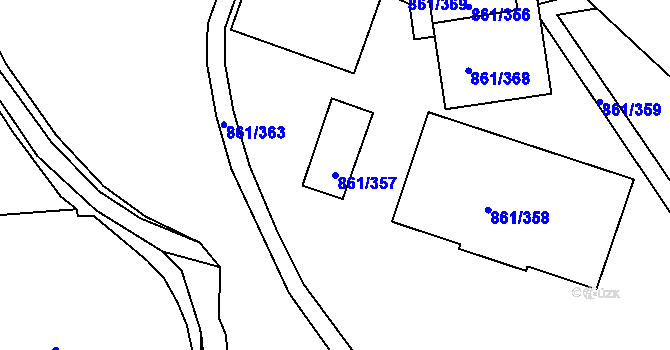 Parcela st. 861/357 v KÚ Krásné Březno, Katastrální mapa