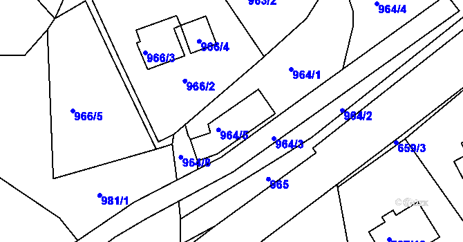 Parcela st. 964/5 v KÚ Krásné Březno, Katastrální mapa