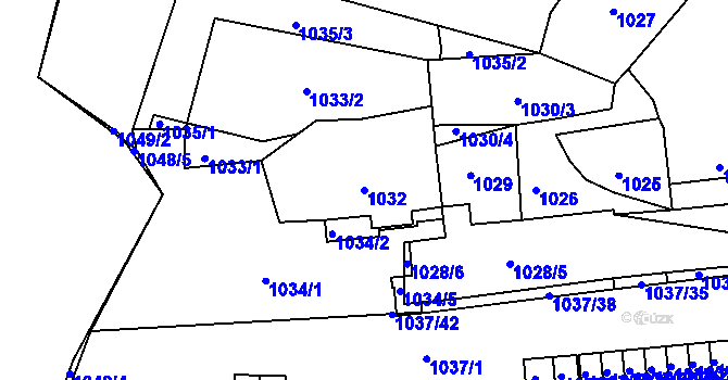 Parcela st. 1032 v KÚ Krásné Březno, Katastrální mapa