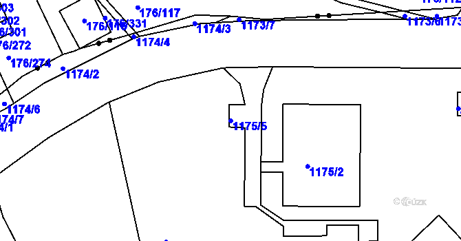 Parcela st. 1175/5 v KÚ Krásné Březno, Katastrální mapa