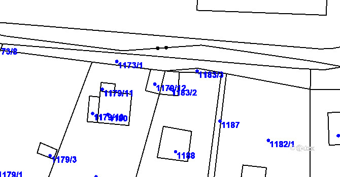 Parcela st. 1183/2 v KÚ Krásné Březno, Katastrální mapa