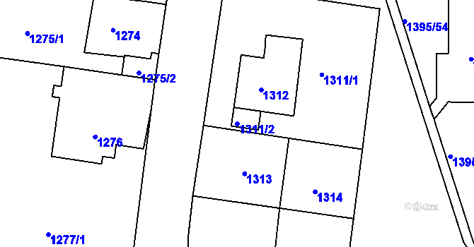 Parcela st. 1311/2 v KÚ Krásné Březno, Katastrální mapa