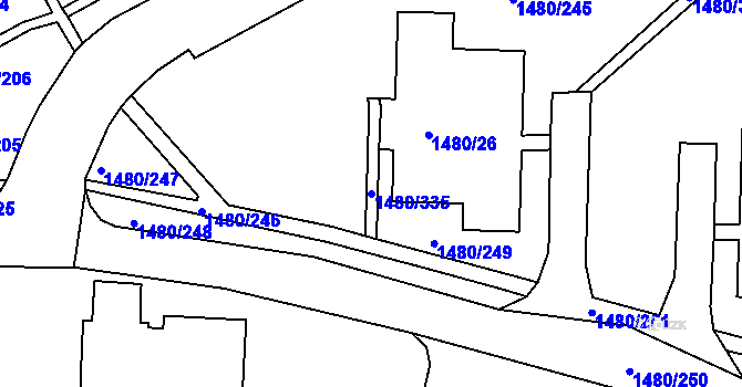 Parcela st. 1480/335 v KÚ Krásné Březno, Katastrální mapa