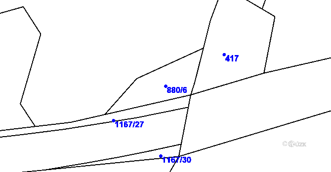 Parcela st. 880/6 v KÚ Krásné Březno, Katastrální mapa