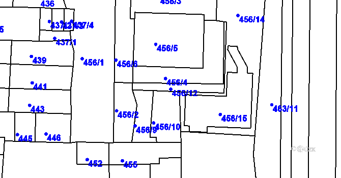 Parcela st. 456/12 v KÚ Krásné Březno, Katastrální mapa