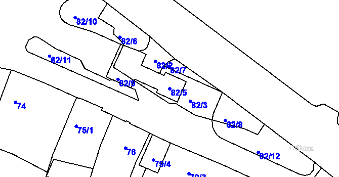Parcela st. 82/5 v KÚ Krásné Březno, Katastrální mapa