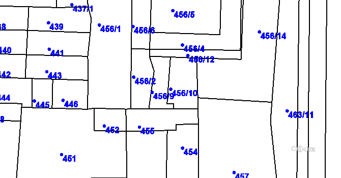 Parcela st. 456/10 v KÚ Krásné Březno, Katastrální mapa