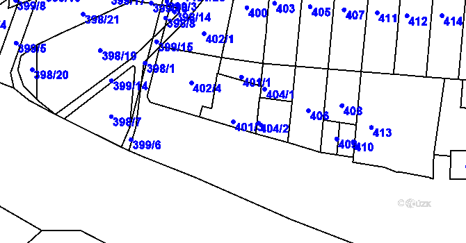 Parcela st. 401/3 v KÚ Krásné Březno, Katastrální mapa
