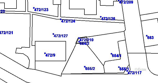 Parcela st. 654/2 v KÚ Krásné Březno, Katastrální mapa