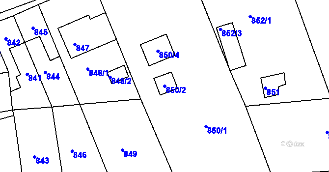 Parcela st. 850/2 v KÚ Krásné Březno, Katastrální mapa