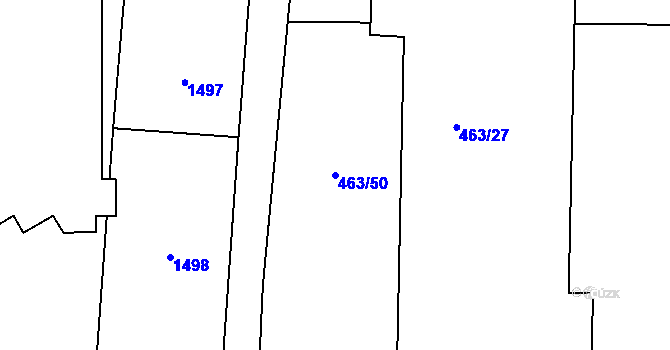 Parcela st. 463/50 v KÚ Krásné Březno, Katastrální mapa