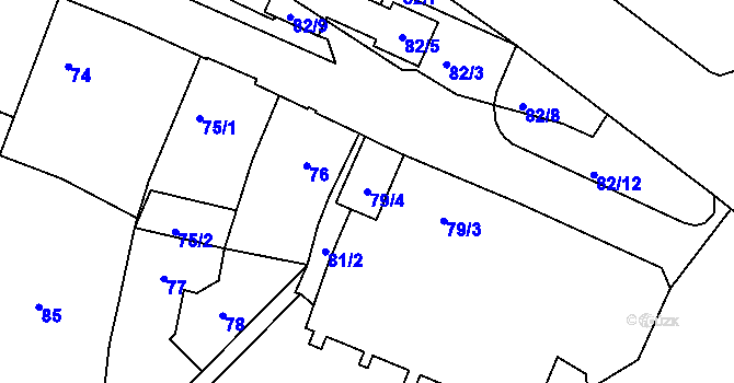 Parcela st. 79/4 v KÚ Krásné Březno, Katastrální mapa