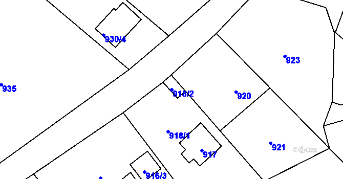 Parcela st. 918/2 v KÚ Krásné Březno, Katastrální mapa