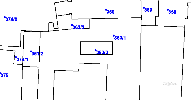 Parcela st. 363/3 v KÚ Krásné Březno, Katastrální mapa
