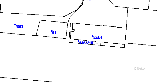Parcela st. 1168/18 v KÚ Krásné Březno, Katastrální mapa