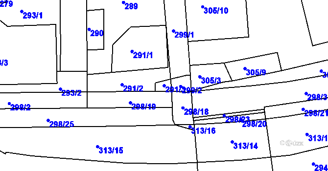 Parcela st. 291/3 v KÚ Krásné Březno, Katastrální mapa