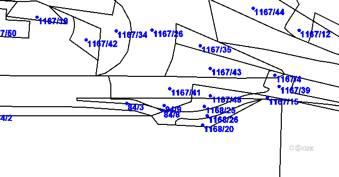 Parcela st. 1167/41 v KÚ Krásné Březno, Katastrální mapa