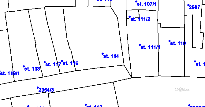 Parcela st. 114 v KÚ Ústí nad Orlicí, Katastrální mapa