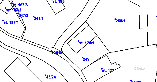 Parcela st. 178/1 v KÚ Ústí nad Orlicí, Katastrální mapa