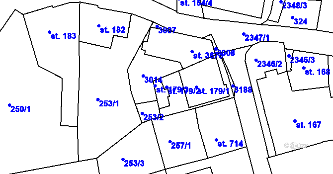 Parcela st. 179/2 v KÚ Ústí nad Orlicí, Katastrální mapa