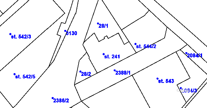 Parcela st. 241 v KÚ Ústí nad Orlicí, Katastrální mapa