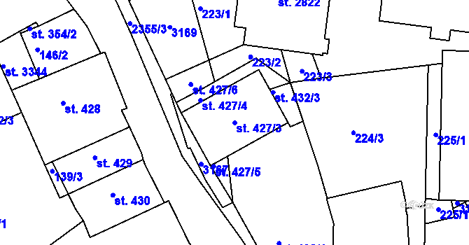 Parcela st. 427/3 v KÚ Ústí nad Orlicí, Katastrální mapa