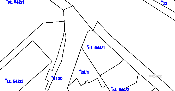 Parcela st. 544/1 v KÚ Ústí nad Orlicí, Katastrální mapa
