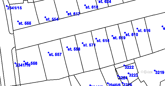 Parcela st. 571 v KÚ Ústí nad Orlicí, Katastrální mapa