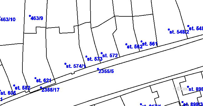 Parcela st. 572 v KÚ Ústí nad Orlicí, Katastrální mapa