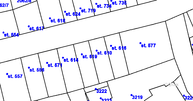 Parcela st. 610 v KÚ Ústí nad Orlicí, Katastrální mapa