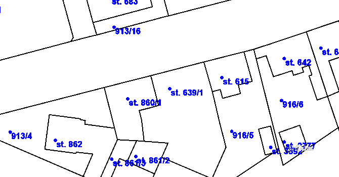 Parcela st. 639/1 v KÚ Ústí nad Orlicí, Katastrální mapa