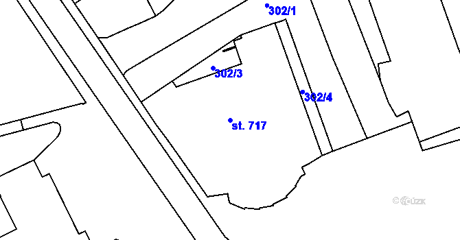 Parcela st. 717 v KÚ Ústí nad Orlicí, Katastrální mapa
