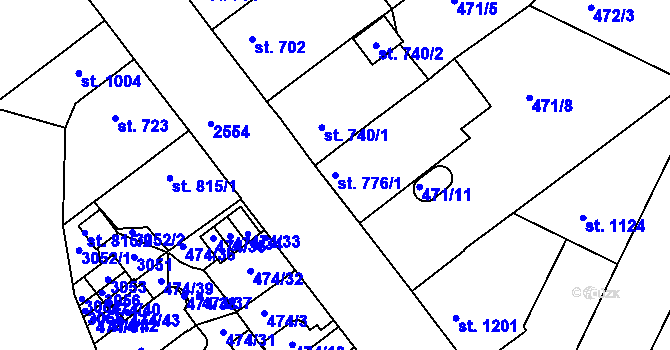 Parcela st. 776/1 v KÚ Ústí nad Orlicí, Katastrální mapa