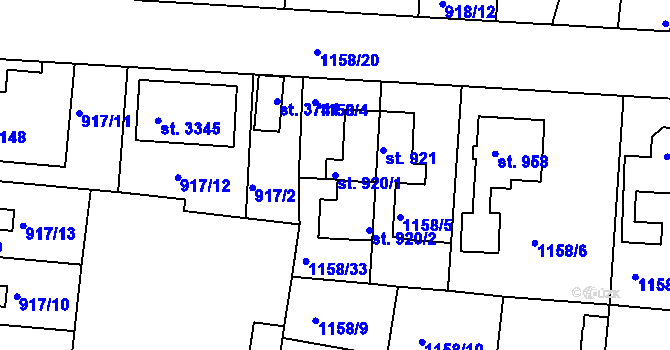 Parcela st. 920/1 v KÚ Ústí nad Orlicí, Katastrální mapa