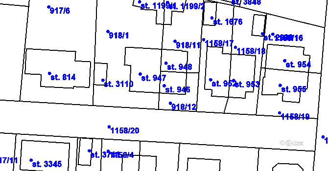 Parcela st. 946 v KÚ Ústí nad Orlicí, Katastrální mapa