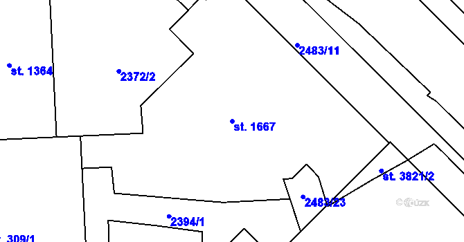 Parcela st. 1667 v KÚ Ústí nad Orlicí, Katastrální mapa